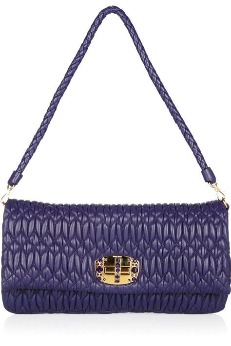 miu miu crystal chain strap matelassé leather shoulder bag|Women's Leather Shoulder Bags .